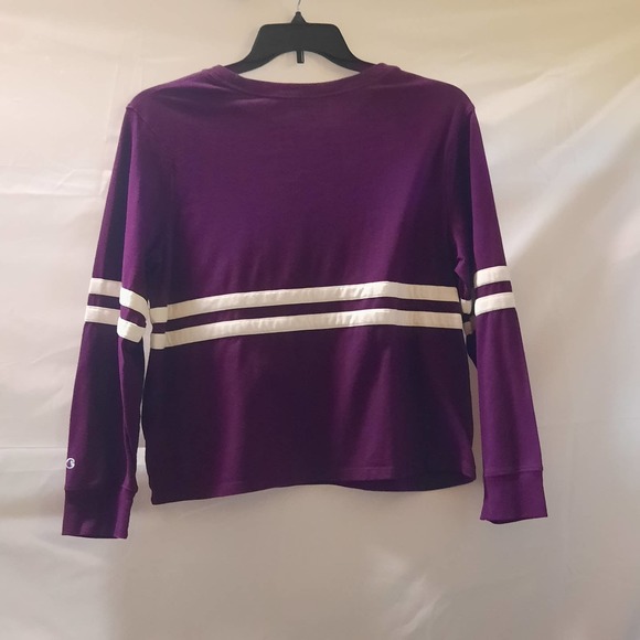Champion Pullover Purple White Longer Crop long sleeve sweatshirt Large - Picture 2 of 6